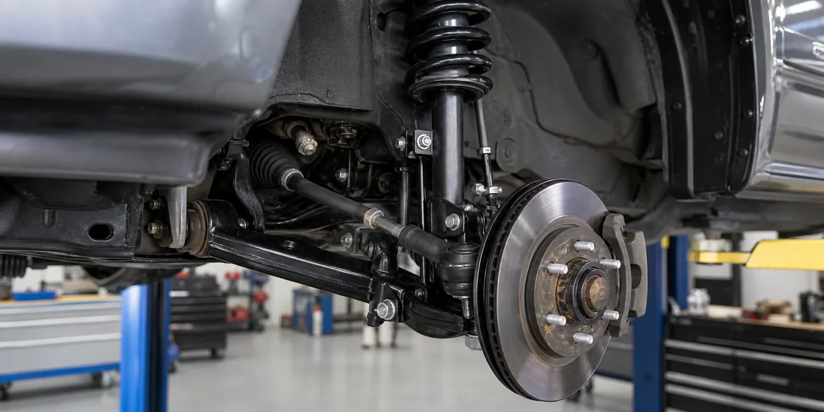 Vehicle steering and suspension components on a service lift