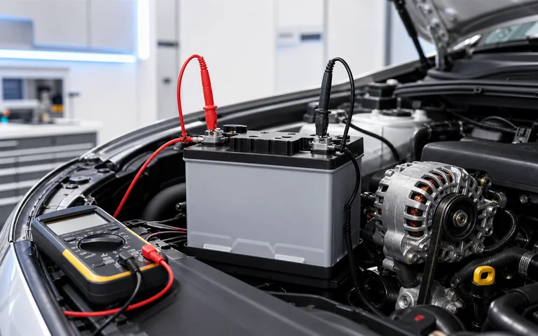 Vehicle battery and alternator prepared for electrical testing