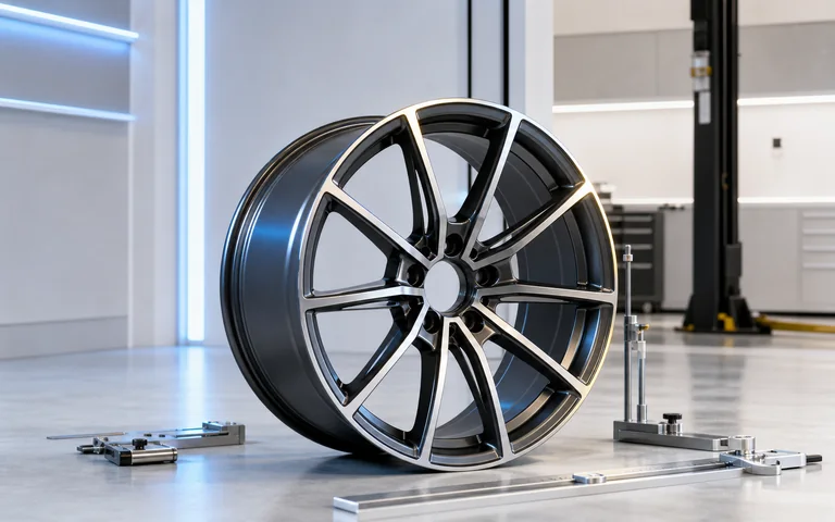 Premium custom alloy wheel with fitment measuring tools