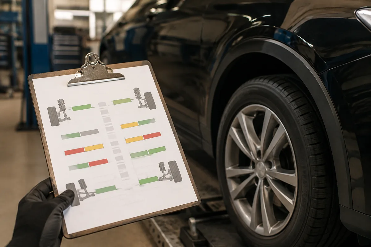 Illustration: A conceptual alignment chart illustrates a service report; it contains no actual test results.