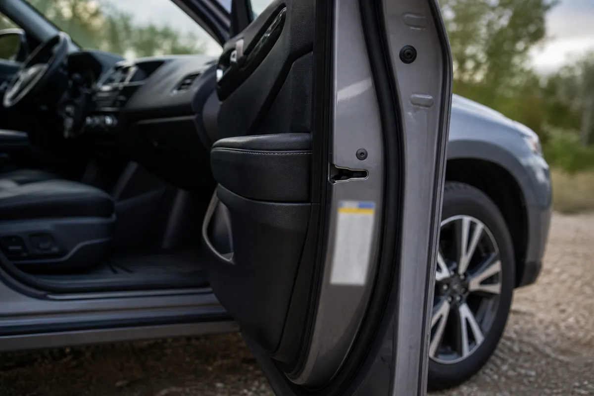 Illustration: An open vehicle door illustrates where vehicle-specific information may be found.