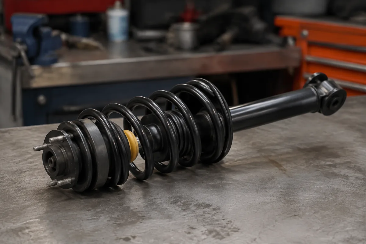 Illustration: A detached spring-and-damper assembly illustrates suspension components.