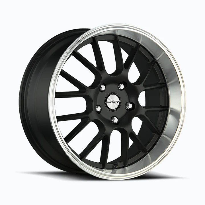 Shift Crank H28 18x8.5 5x100 5x114.3 Black Polished Lip wheel available from Titan Tire & Wheels