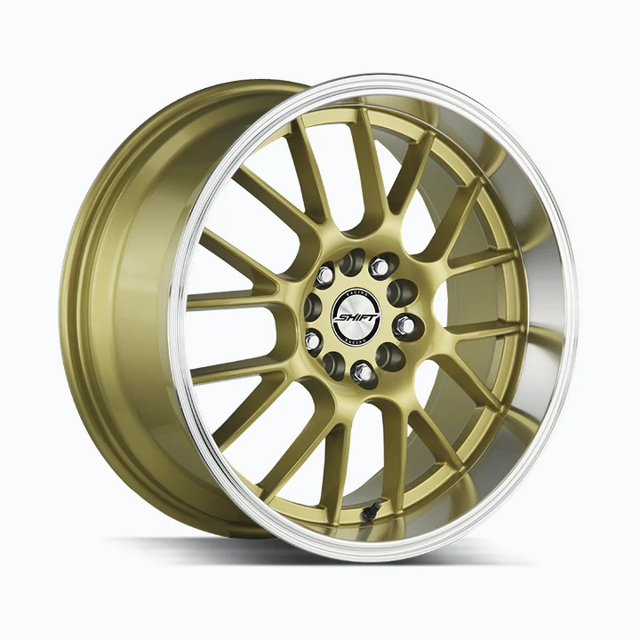 Shift Crank Gold Polished Lip 18x8.5 5x100 5x114.3 (+30) wheel available from Titan Tire & Wheels