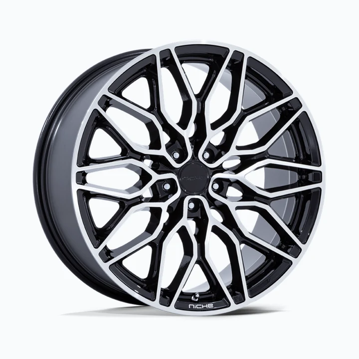 Niche 1PC CALABRIA 5 22X9 5X120 74 +27 GBLK-MCH wheel available from Titan Tire & Wheels