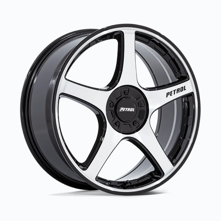 Petrol P2E GLOSS BLACK W/ MACHINED FACE 17X8 5X112/5X120 (+40) wheel available from Titan Tire & Wheels