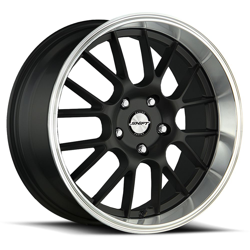 wheels:Shift Crank H28 18x8.5 5x100 5x114.3 Black Polished Lip