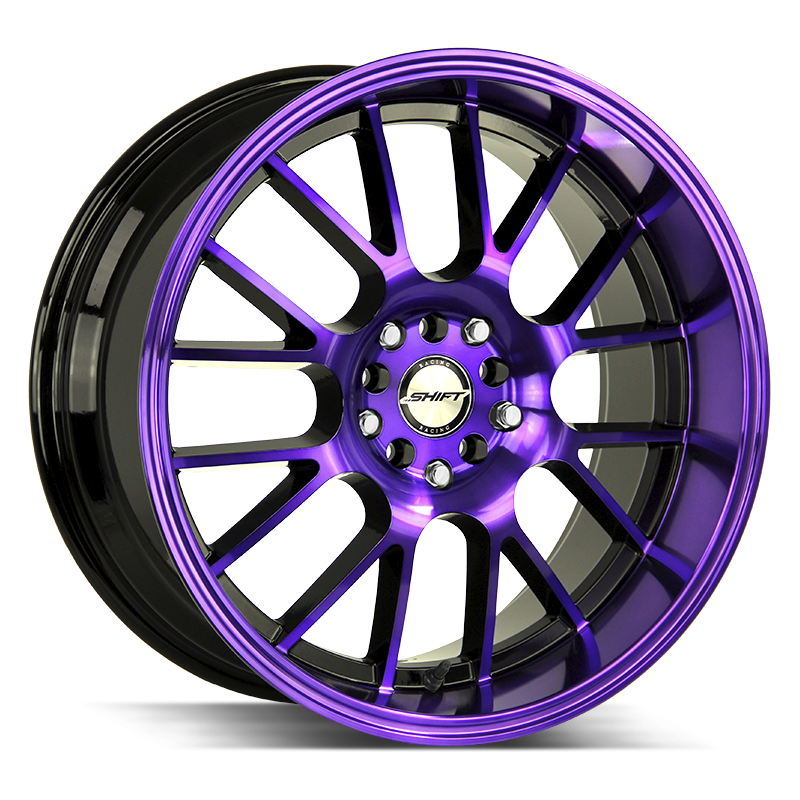 Shift Crank H28 18x8.5 5x100 5x114.3 Gloss Black Purple Machined