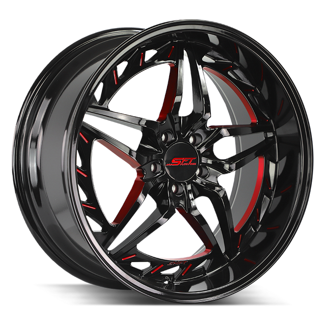wheels:Shift  Injector HF37 18x8.5 5x114.3 Gloss Black Candy Red Milled