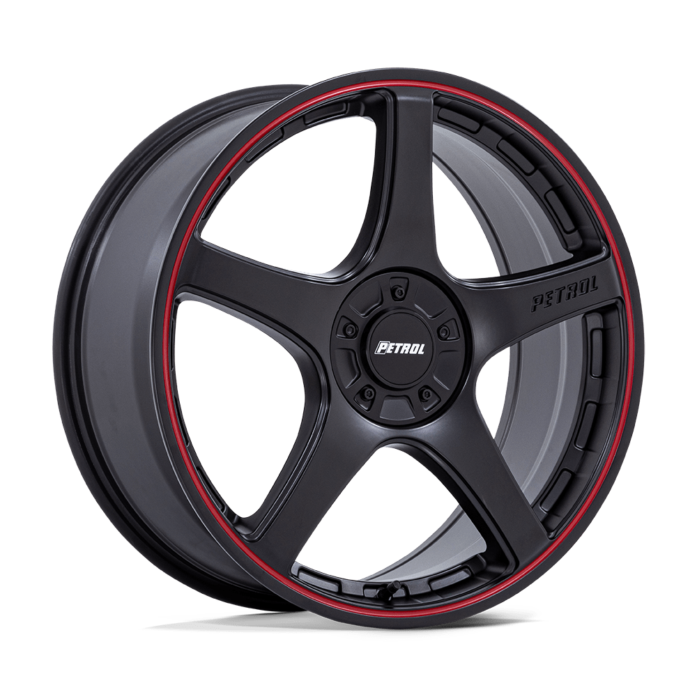 wheels:Petrol P2E MATTE BLACK W/ RED LIP 18X8 5X108/5X114.3 (+40)