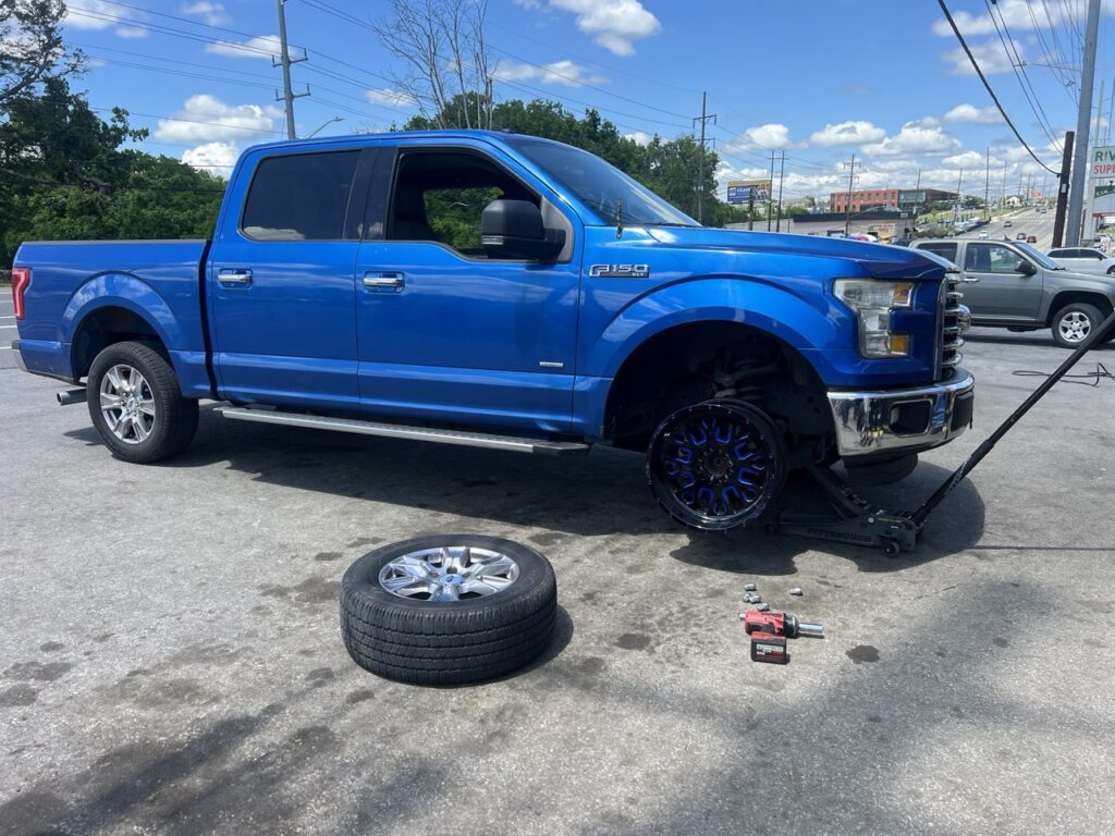 Installing F-150 Fuel wheels and Rovelo tires during upgrade
